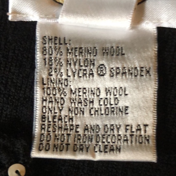 Talbots button down cardigan merino wool/ black with sequins Sz Medium/lined - Picture 9 of 11